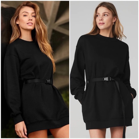ALO Yoga Dresses & Skirts - Alo Yoga Cityscape Sweatshirt Dress Black Size Large NWT